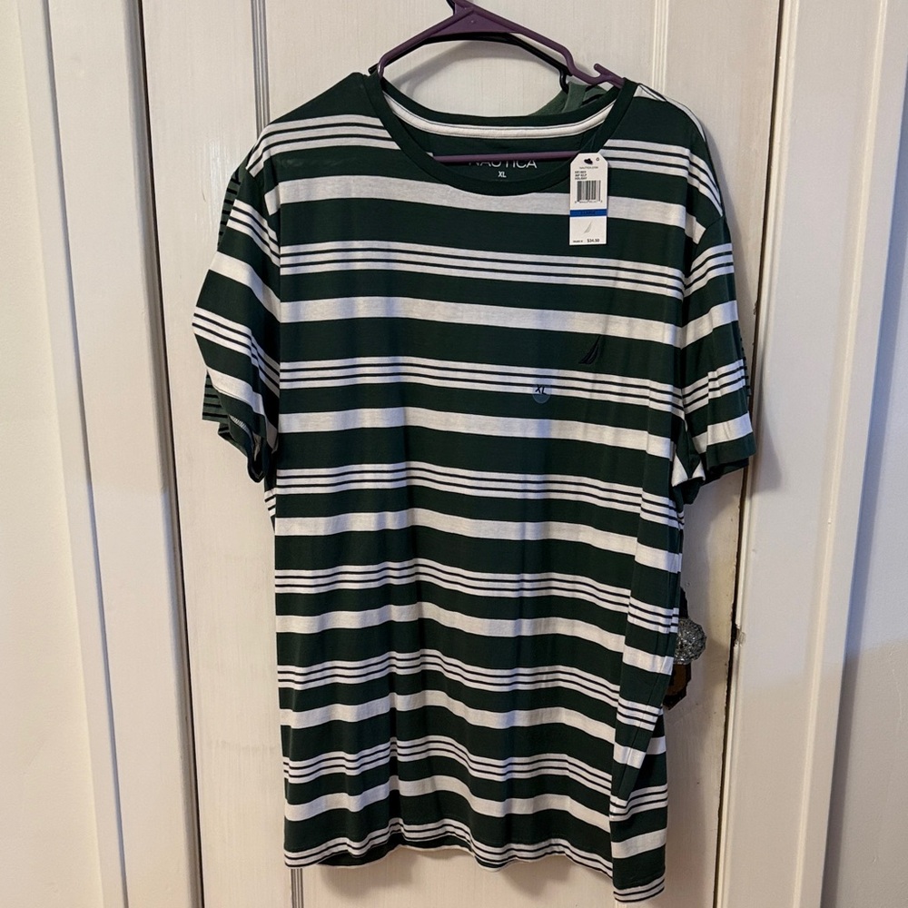 Nautica Striped Short Sleeve LOT (4) - Green, Navy, Rust, Forest - Picture 3 of 10